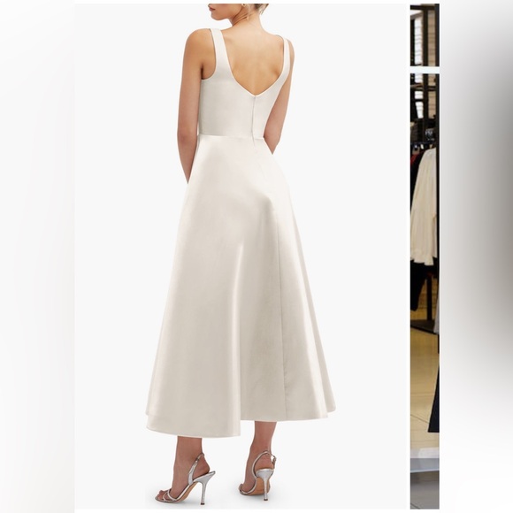 Dressy Collection Square Neck Sateen Midi Gown - Picture 2 of 4